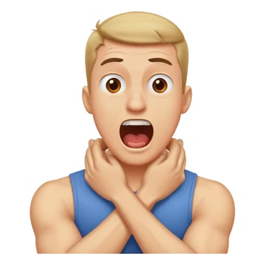 Guy screaming with his arms crossed around his neck sticker