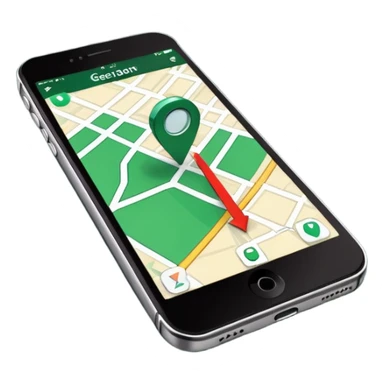 dark green geotag pointing to map on dark green iphone display sticker