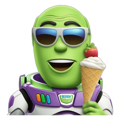 buzz lightyear with sunglasses eat icecream sticker