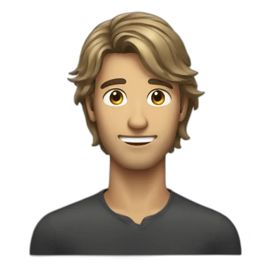 handsome face with long haircut head sticker