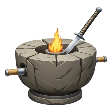 A Japanese stone forge with a sword sticker