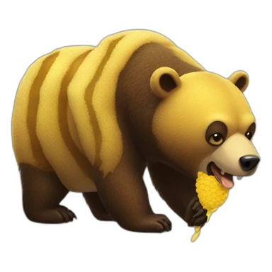 bear eating giant bee sticker