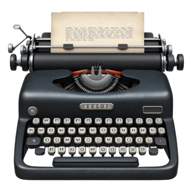 old mechanical typewriter with keys and paper. sticker