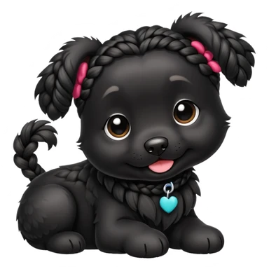 Black puppy with braids sticker