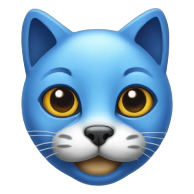 blue-cat face with mashroom on head and full black eyes sticker
