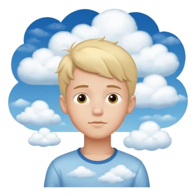 Boy dreaming about her with clouds sticker