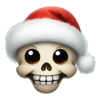 Cute, happy little skull wearing a fluffy Santa hat. sticker