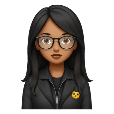 Brownskin girl with glasses and long black hair wearing glasses and a tight black jacket  sticker