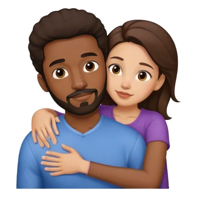 Black man with facial hair hug small pretty brunette from behind sticker