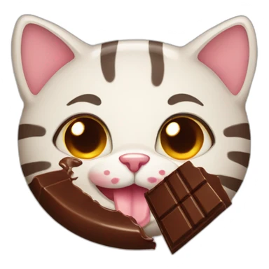 cat eat chocolate sticker