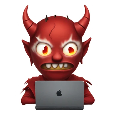 white demon in red in computer sticker