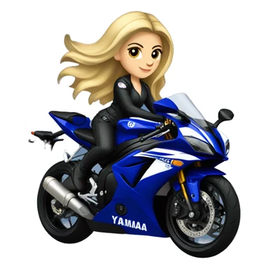 Blonde girl on a dark blue Yamaha R6 side view sticker