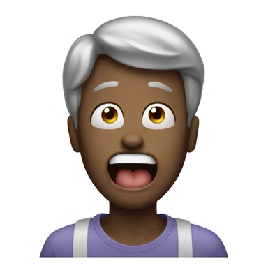 emoji with wide eyes, an open mouth, and hands near the throat, showing mild distress without being graphic. sticker