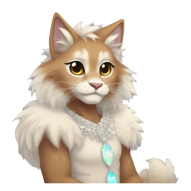 Furry, sparkle, iridescent, colorful, pastel, edgy, cool, fantasy beautiful, brown, beige, white, divine, godly, angelic, animal, anthro, full body, fursona, feline sticker