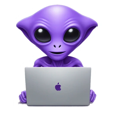 PURPLE ALIEN WITH LAPTOP sticker
