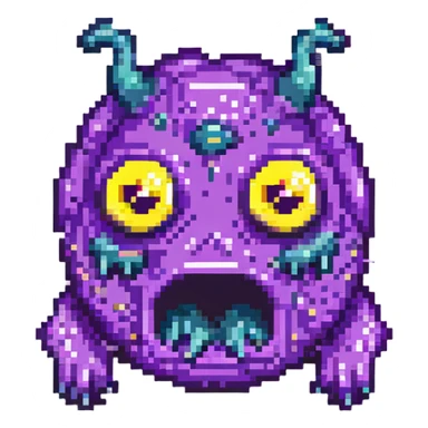 purple slime monster with multiple eyes sticker