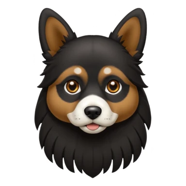 haz un perro negro con las patas y el ozico blancos toques marrones mucho pelo y ojos marrones sticker