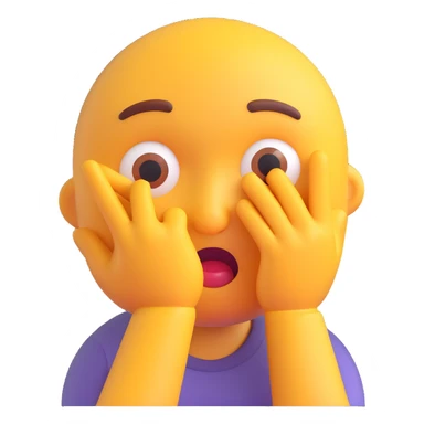 emoji character with a surprised expression, hand on cheek, as if saying 'whoa' sticker