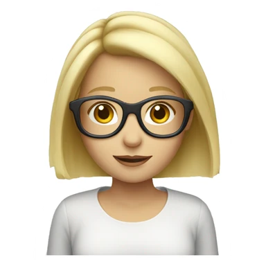 Blonde girl in glasses and with ipadf sticker