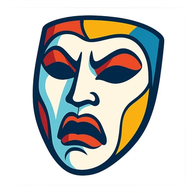 white mask, stylized and dramatic sticker