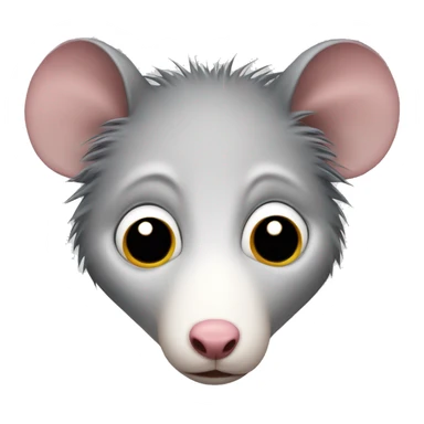 A detailed emoji of an opossum's face, showing sadness with a tear dropping from its left eye. sticker