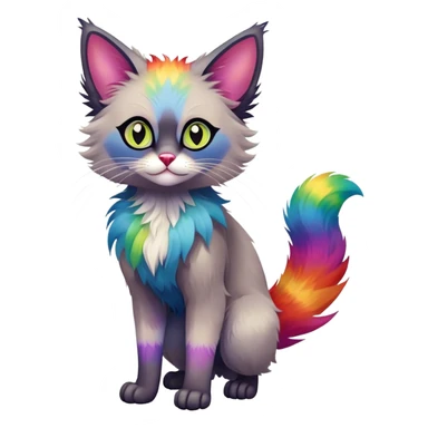 Colorful exotic Fantasy-Ragdoll-Fakémon-Lykoi-feline-hybrid (full body) sticker