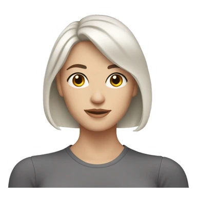 white woman with white medium length hair , with hazel eyes and dark hair sticker