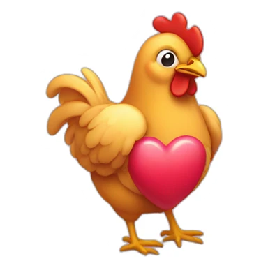 chicken carries heart sticker