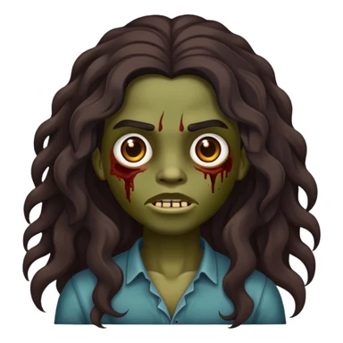 Zumbi cabelo longo escuro ondulado  sticker