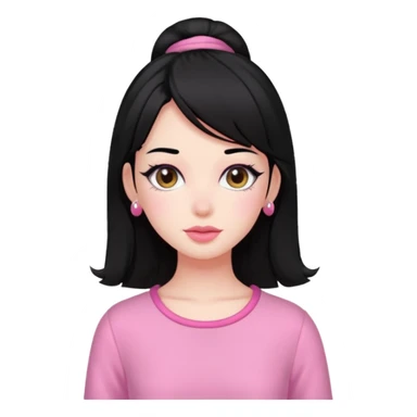 black hair pink clothes coquette vibes sticker