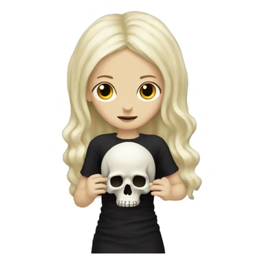 Blonde goth girl holding a skull sticker