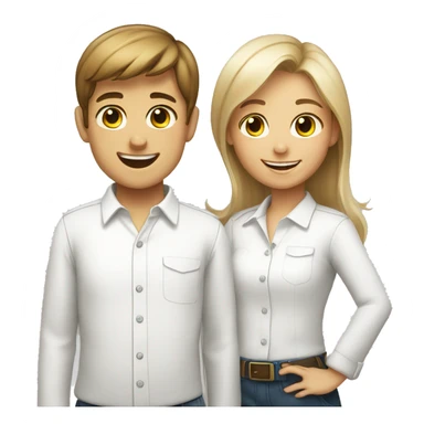 smiling boy and girl in white shirts sticker