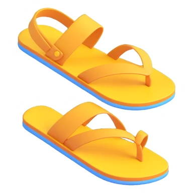 sandal sole with a single strap, minimal detail, 3D iPhone emoji style, viewed from the bottom sticker