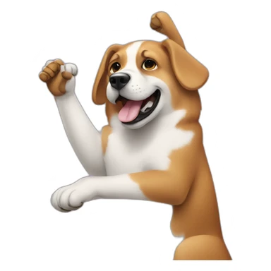 A dog high fiving sticker