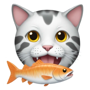 Cat eating fish sticker
