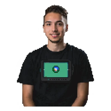 Content creator streaming and talking to camera sticker