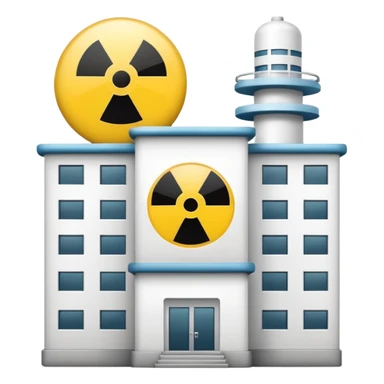 hospital building with radiation sign emoji style sticker
