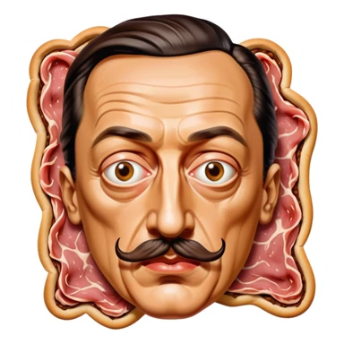 Salvadore dali with melting moustache made of spam meat portrait sticker