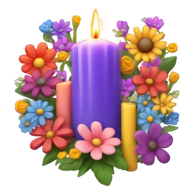 Wax candles with flowers sticker