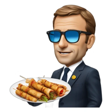 emanuel macron qui mange un kebab avec des lunettes de soleil sticker