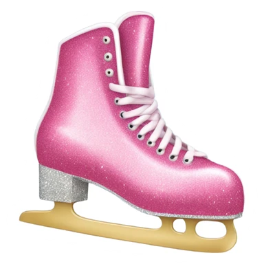 Pink glitter ice skates with hearts and flowers  sticker