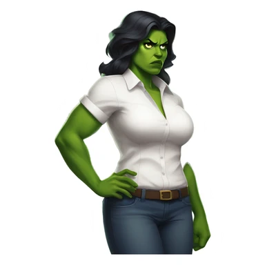 Curvy angry she hulk wearing a white shirt in love  sticker