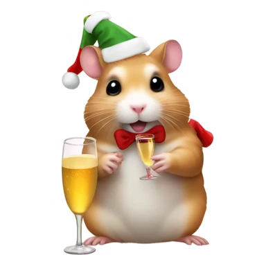 hamster christmas with champagne sticker