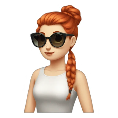 Bad Redhead girl bun Sun glass bun with cockatiel sticker