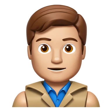 Braunhaariger Mann mit Lego sticker