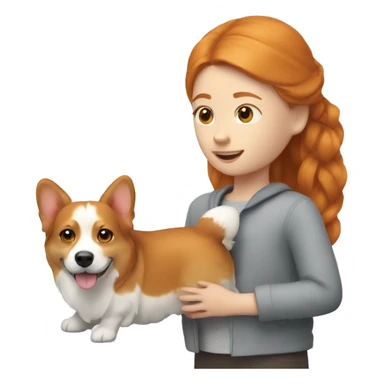 ginger girl with corgi dog sticker