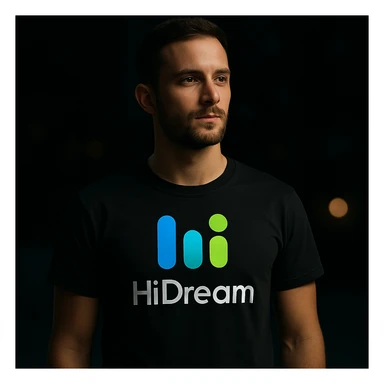 man wearing tshirt with this logo, dark night background with dim lights sticker