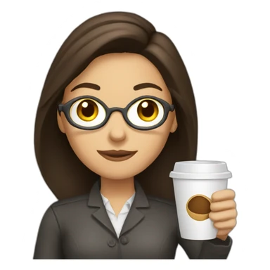 Brunette Journalist with a coffee sticker