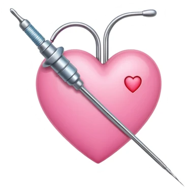 A pierced pink heart by a medical needle emoji sticker