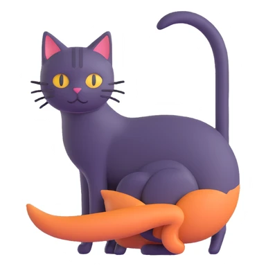 a playful and mysterious cat hiding with only its tail visible, the rest of the body hidden sticker